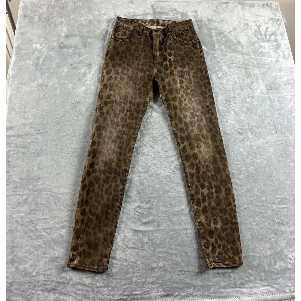 R13 Jeans Womens 28 Brown Leopard Print High Rise Skinny Stretch Italy Japanese